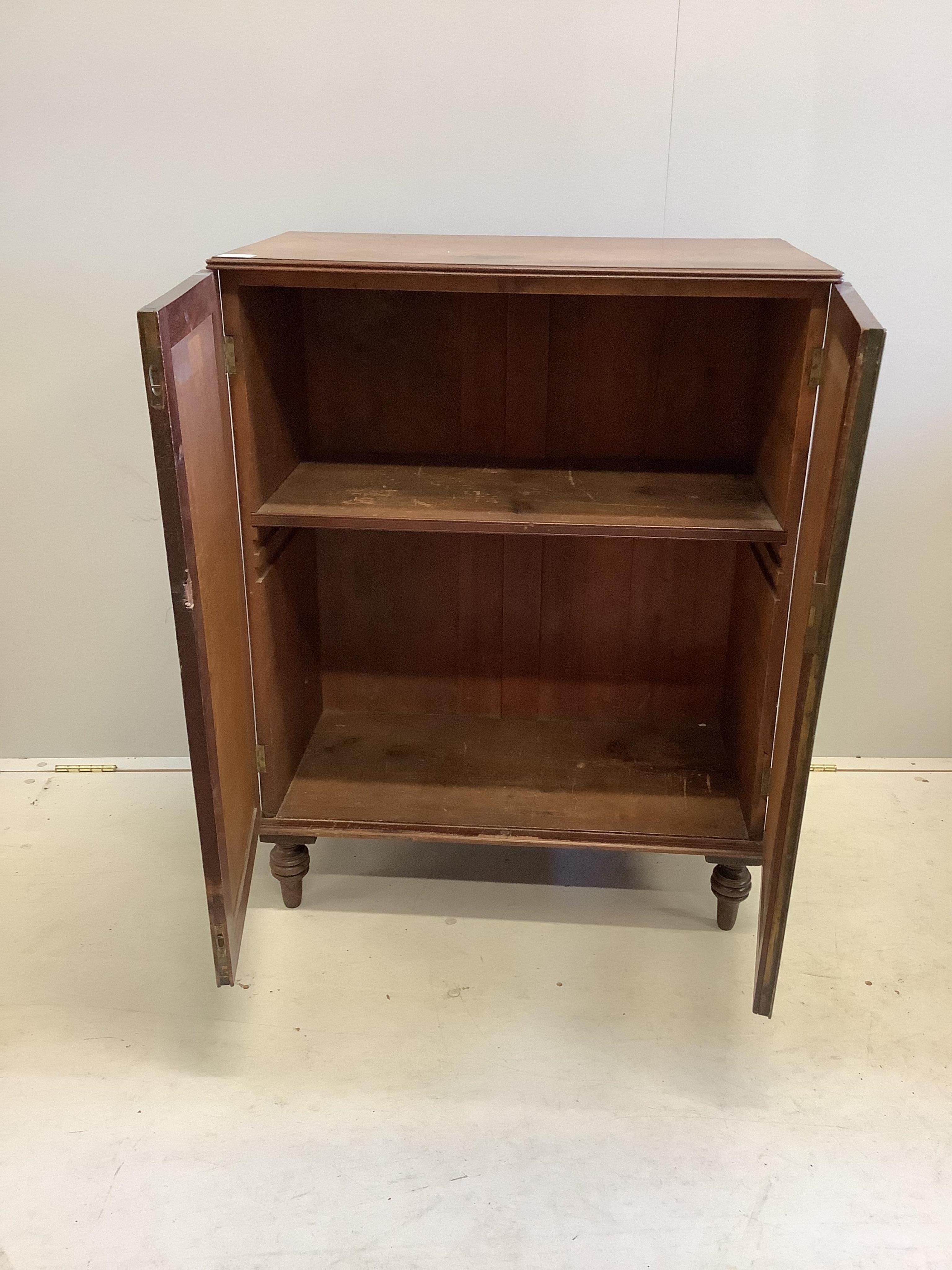 A Regency mahogany two door side cabinet, width 74cm, depth 41cm, height 95cm